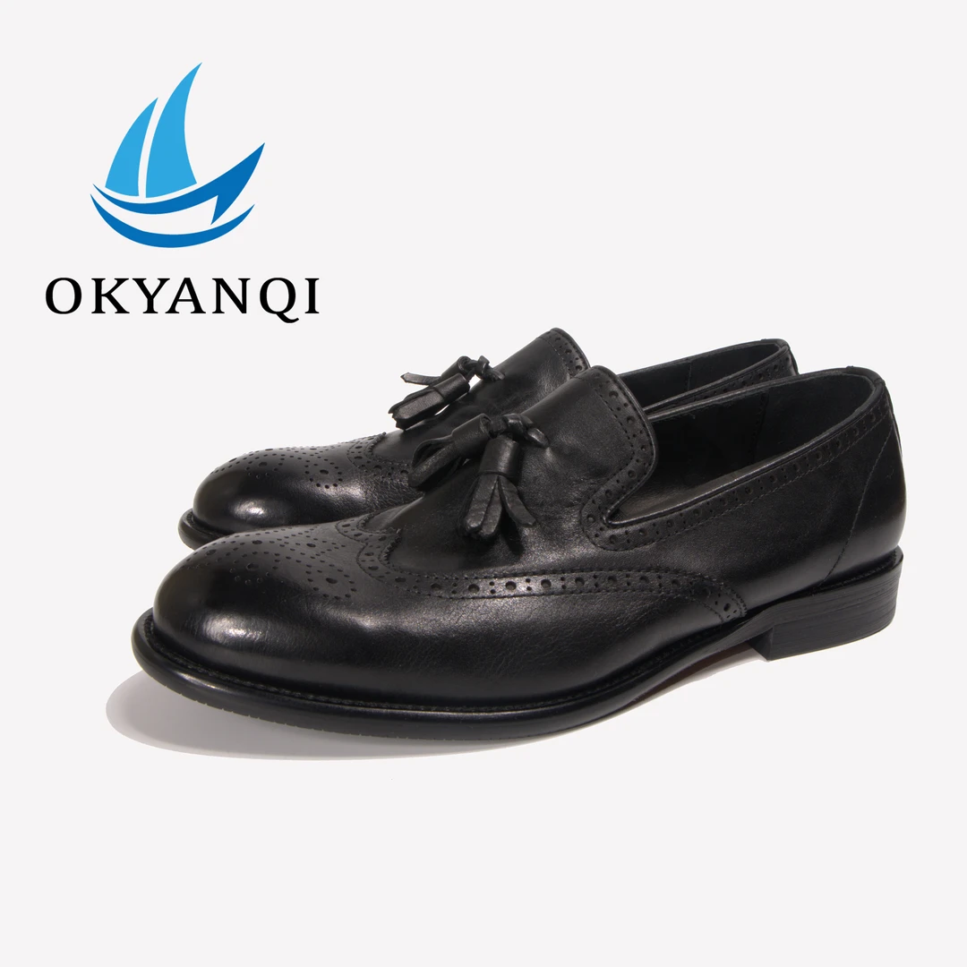 布洛克雕花男鞋英伦真皮尖头2025新款手工结婚皮鞋男正装商务