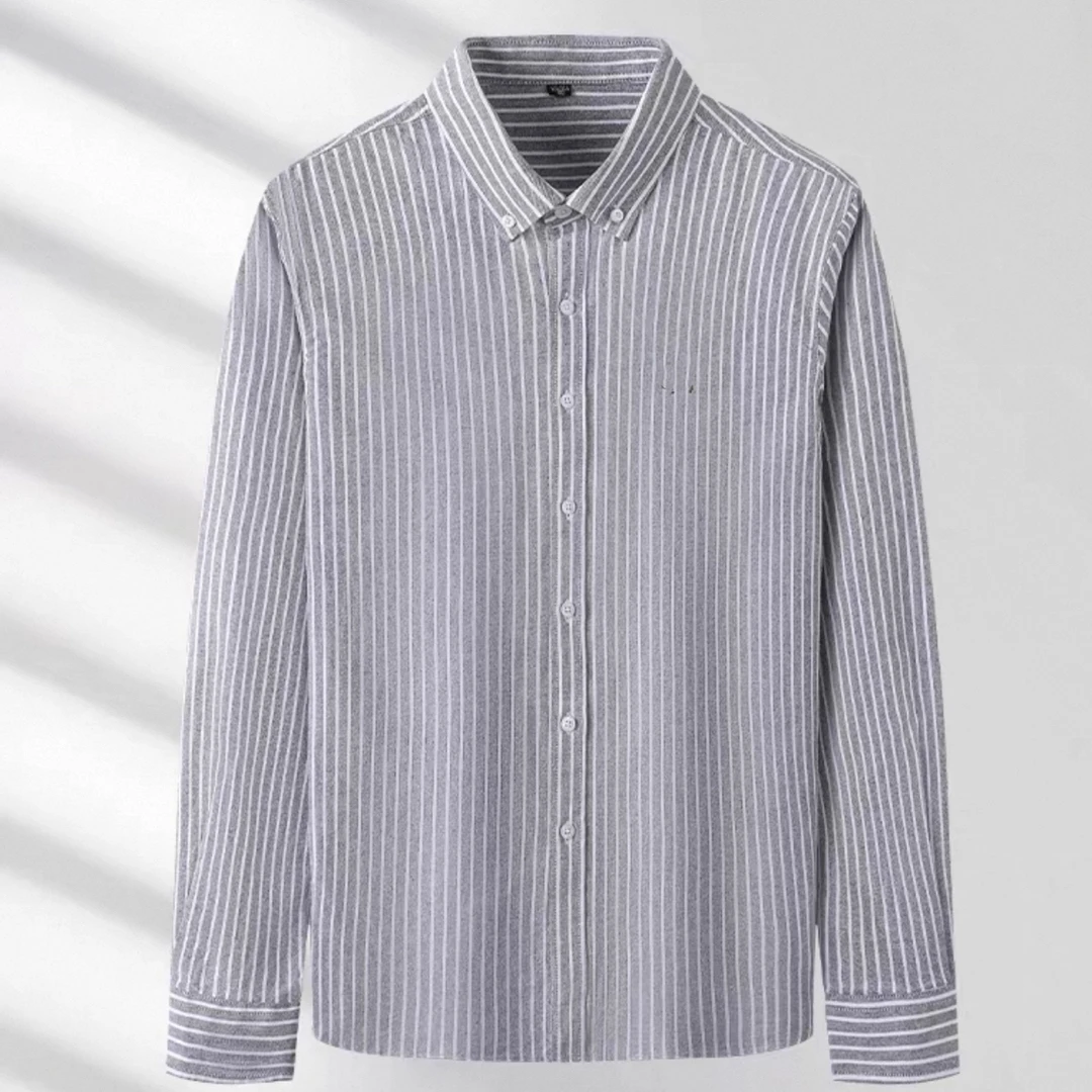 【今日上新】高品质 灰白色竖纹纽扣衬衫#LZ06款