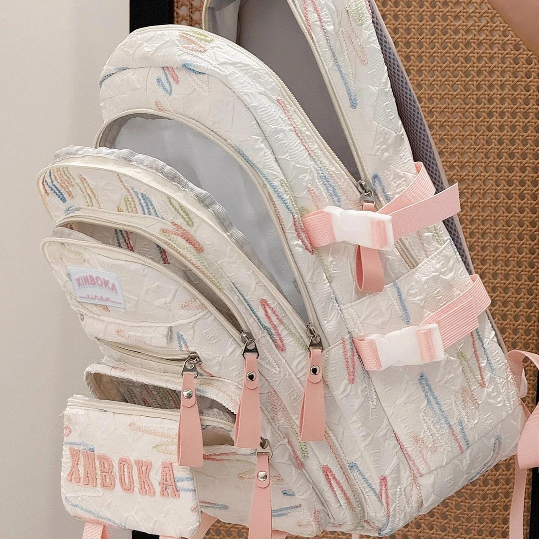 日系ins韩版森系书包女大学生高中学生大容量双肩包百搭旅游背包