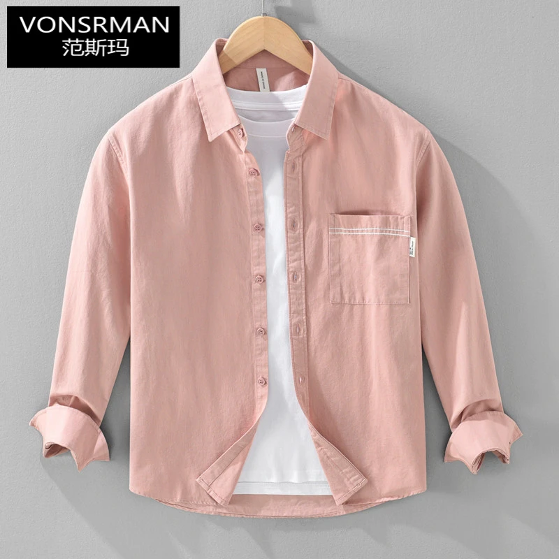 小清新衬衫男长袖文艺潮流时尚帅气百搭时尚衬衣秋装上衣寸衣服