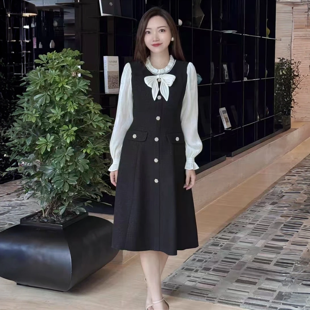 GXO 【闪葱花纱】珂+2025秋新品精致珠钻连衣裙LYQ0357