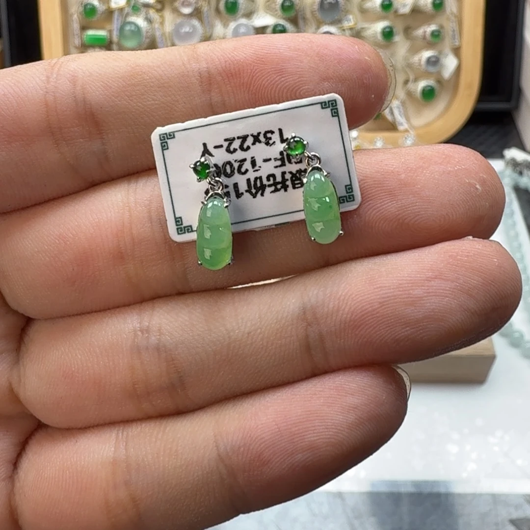 翡翠银S925镶嵌戒指天然缅甸翡翠a货