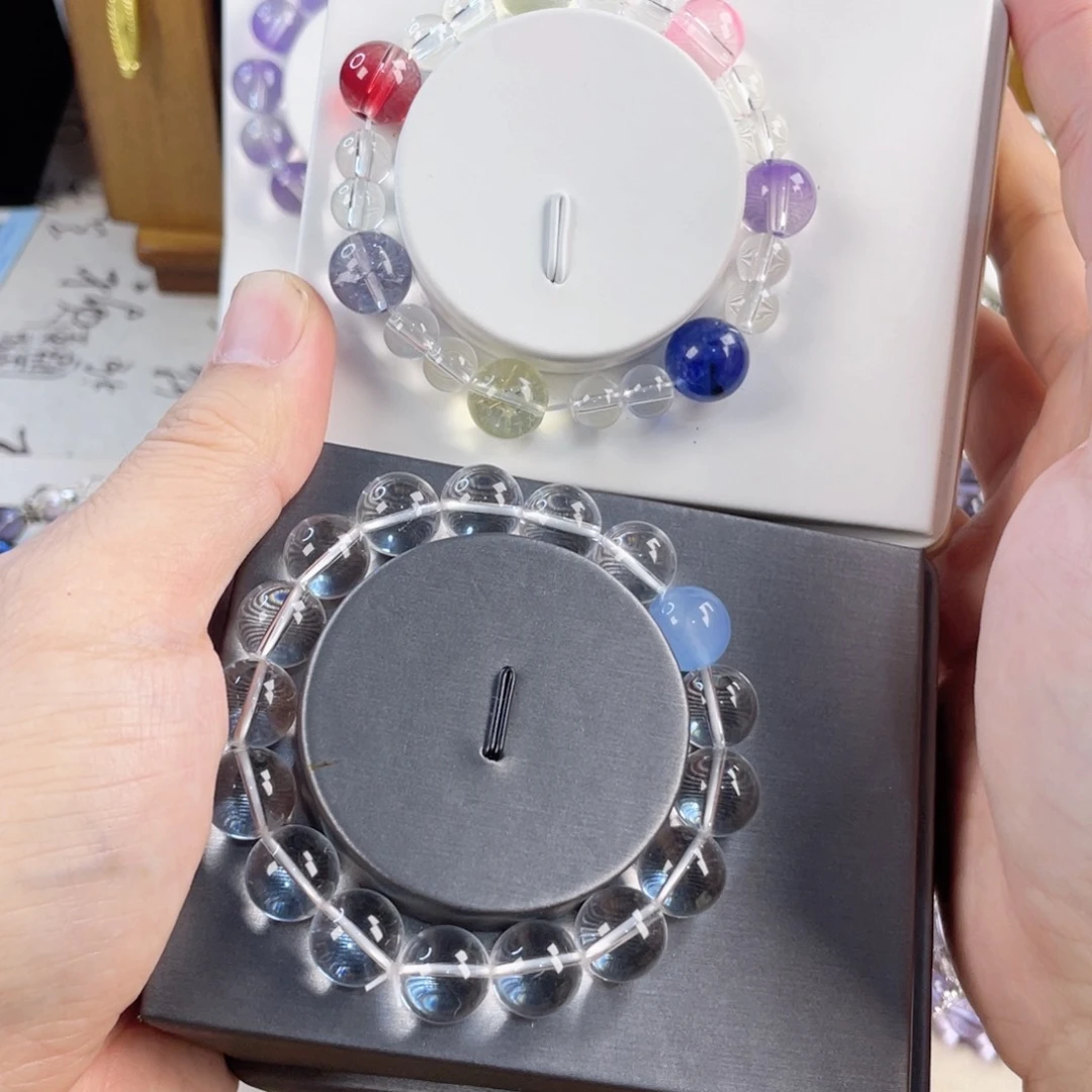 水晶手串银S800镀金镶嵌