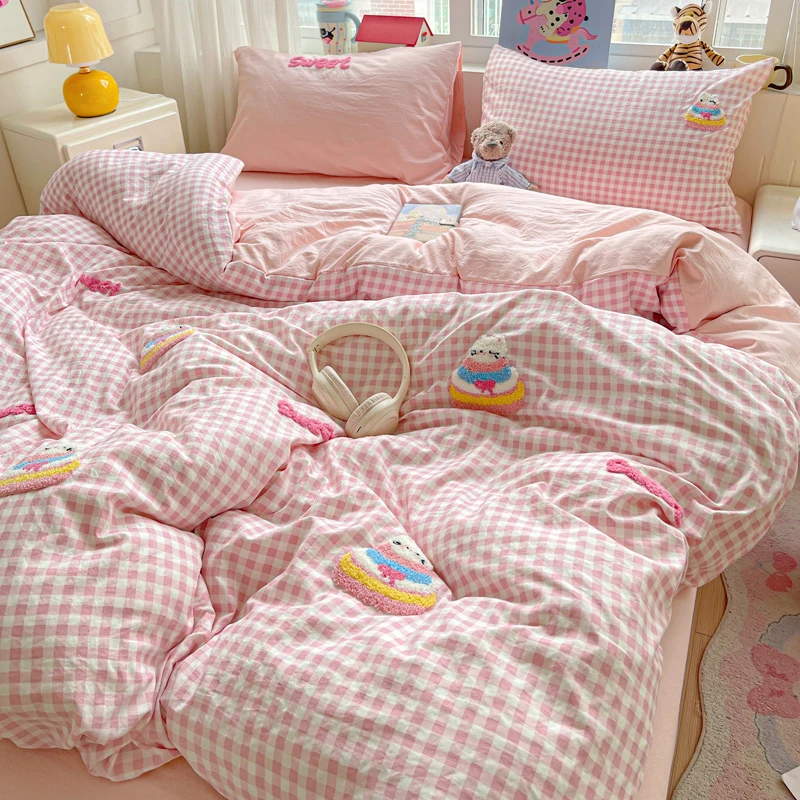 母婴A类100纯水洗棉卡通拼接毛巾绣三件套四件套学生宿舍奢华床品