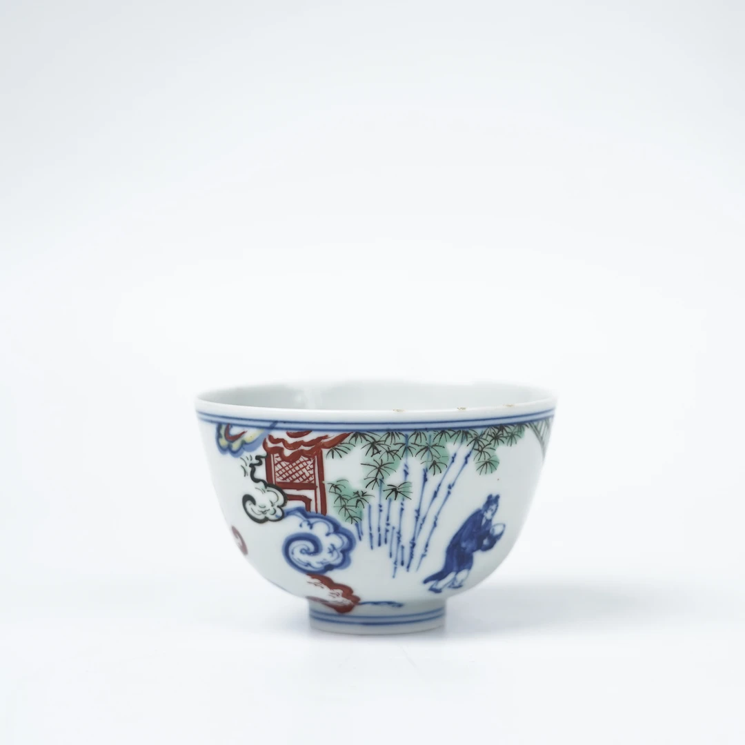 Lot018青花五彩高仕图杯