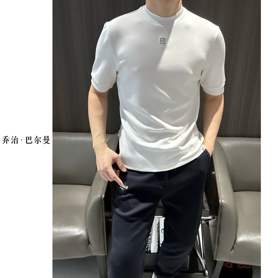 13060 乔治·巴尔曼/25秋冬新款男士莫代尔面料常规简约休闲短袖