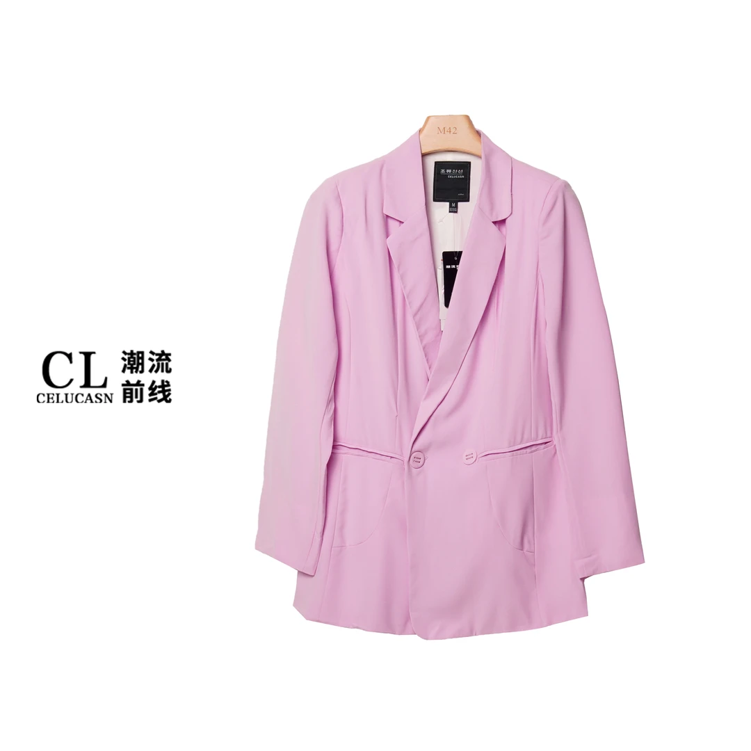S5COX0364#气质通勤双口袋长袖修身西装外套女时尚简约减龄上衣