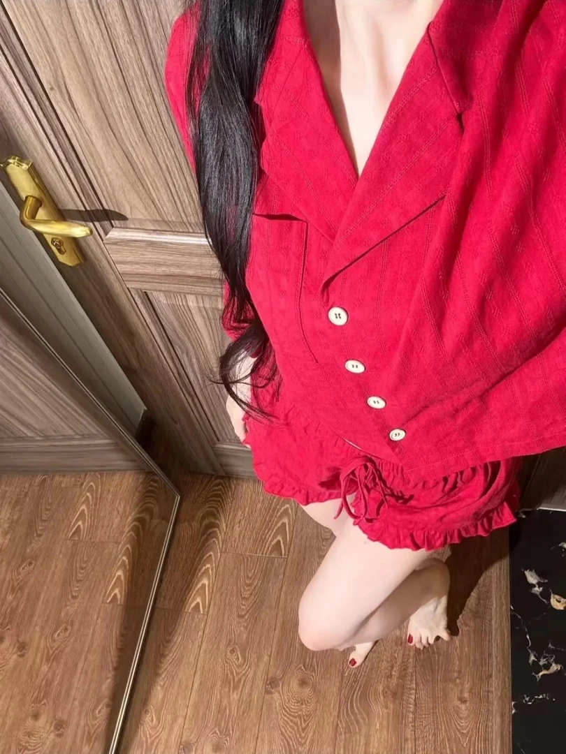 【韩版时尚设计感】短袖睡衣女夏日2025新款性感女士家居服套装外穿