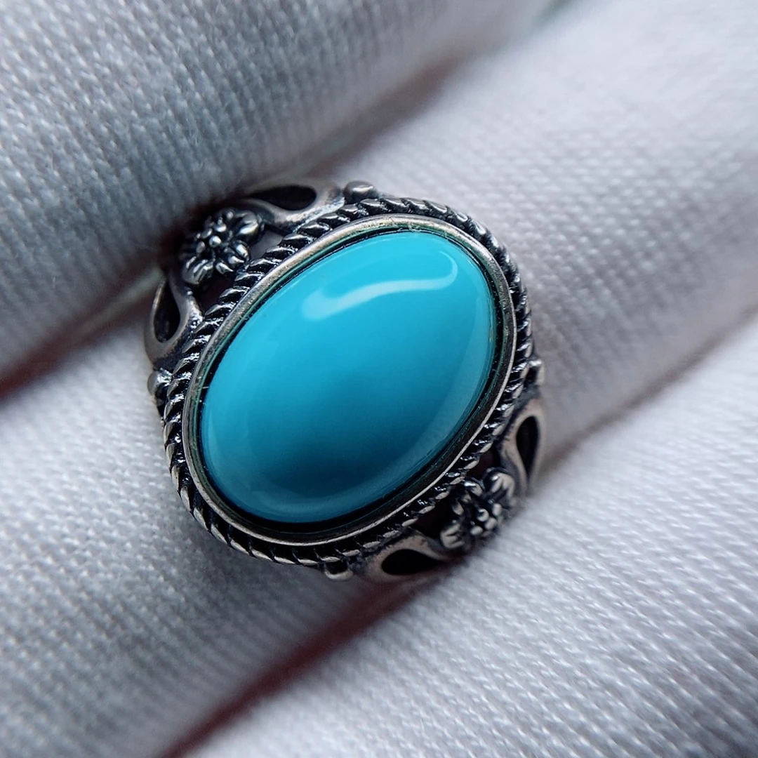 绿松石戒指银S925镶嵌