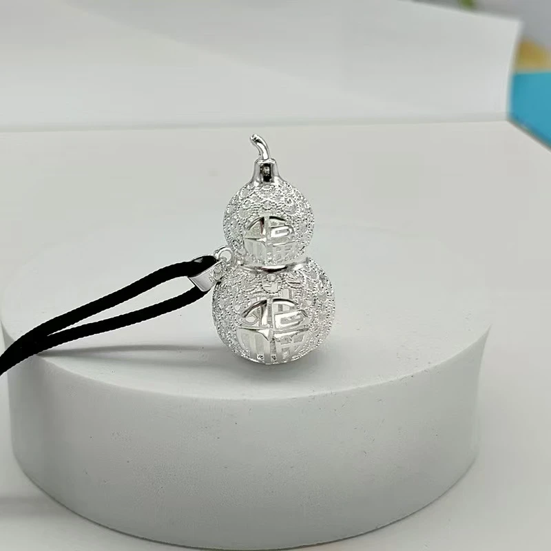 吊坠足银 葫芦镂空福字吊坠高级感毛衣链精品转运葫芦银项坠6872
