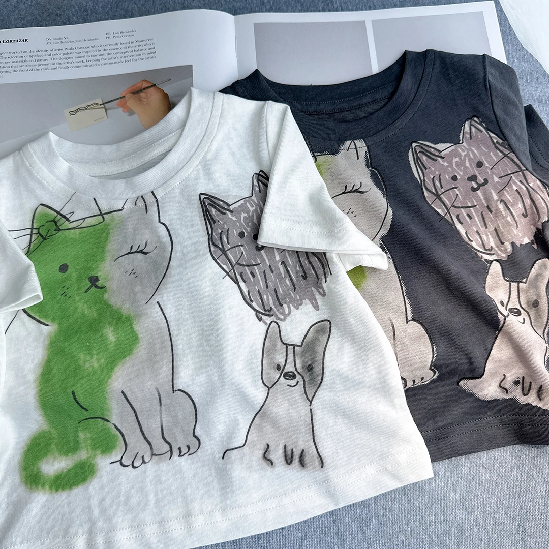 【萌宠乐园-140克雪花纱 小洛妈咪】男女童短袖T恤夏装宝宝夏季E16