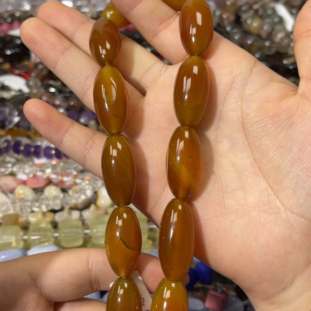 玛瑙/玉髓散珠玛瑙枣珠一条