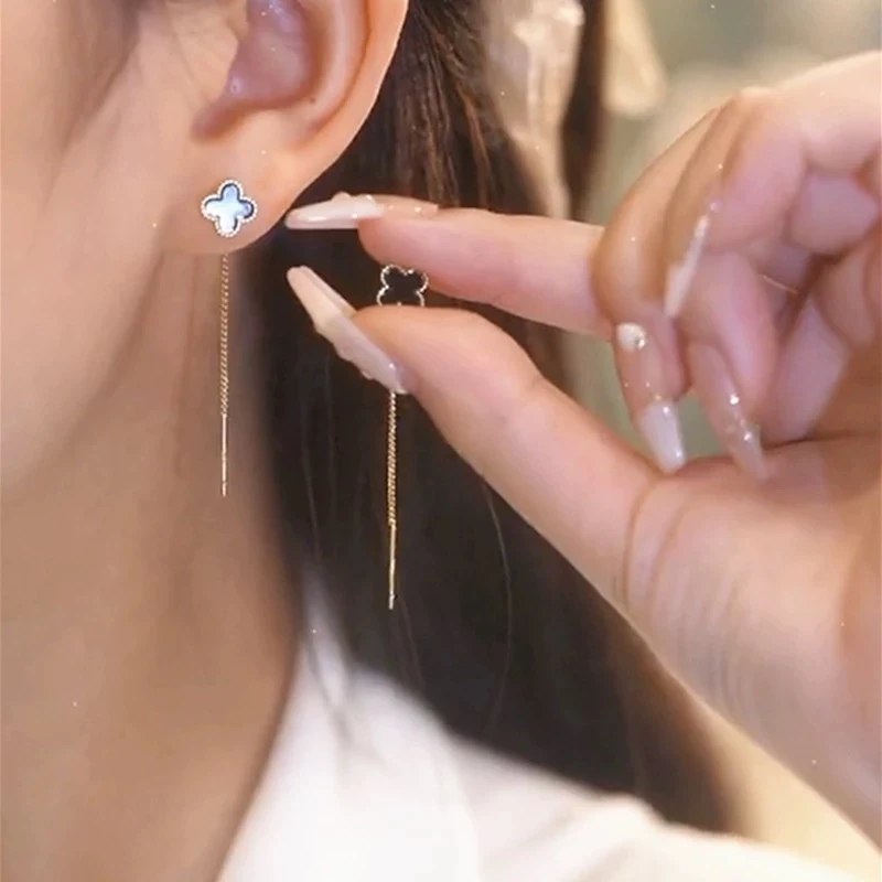 【244】四叶草流苏耳线韩版耳款耳钉女高级感耳环批发