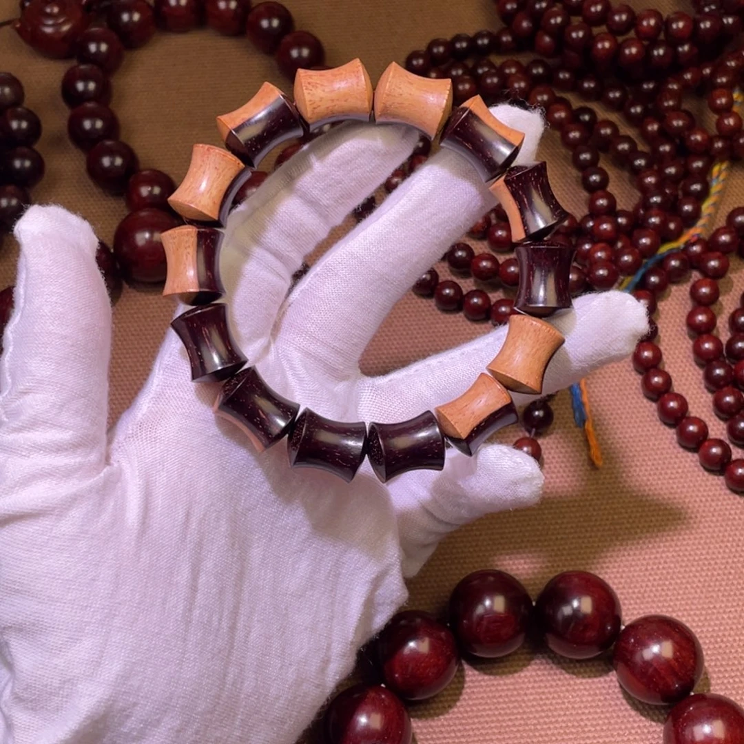 檀香紫檀（小叶紫檀）原生态竹节白皮