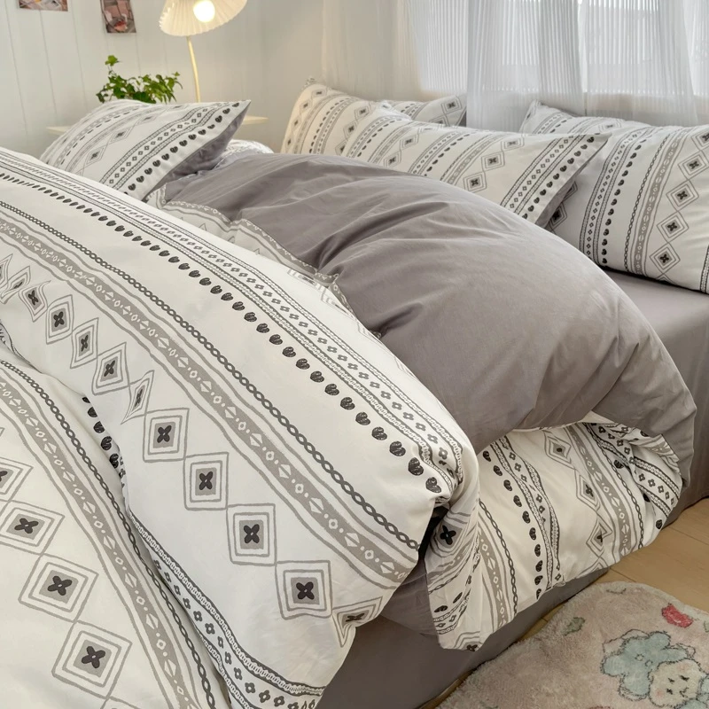 沁晨家居-全棉北欧风四件套加厚清新纯棉三件套床上用品高档 MB