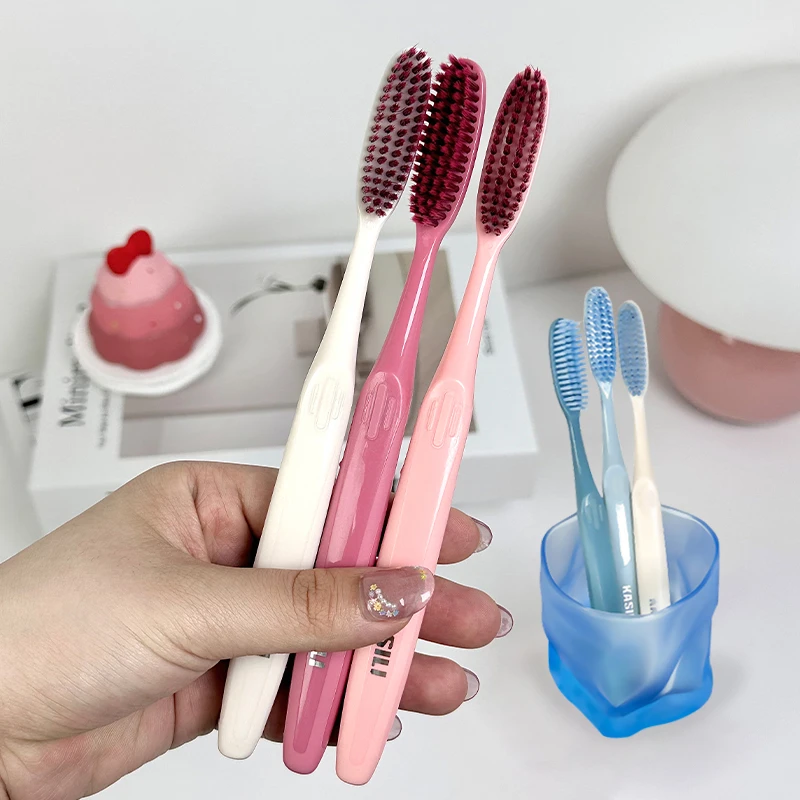 长头牙刷大头刷粉蓝软毛护龈护理型敏感专用情侣少女学生家庭装