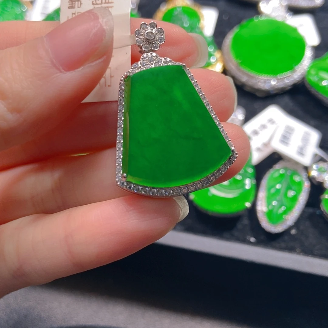 翡翠吊坠(不含链)银S925镶嵌