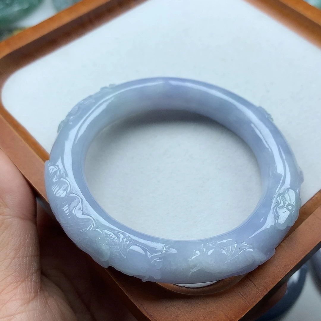 翡翠未镶嵌手镯复古风格r57.5