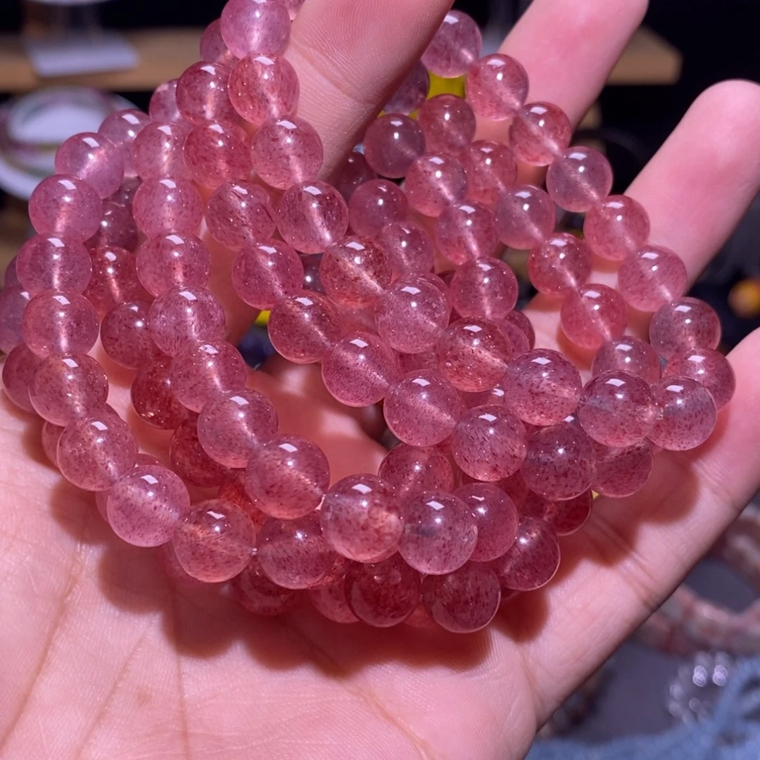 水晶手串未镶嵌人间水蜜桃草莓晶 9