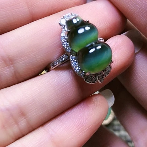 和田玉银S925镶嵌戒指