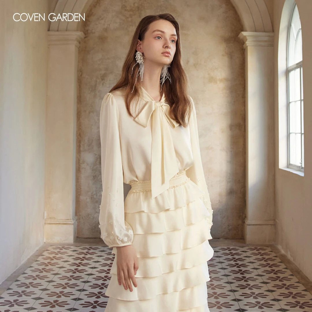 哥文花园爽滑系带长袖衬衫职业CSA3011280