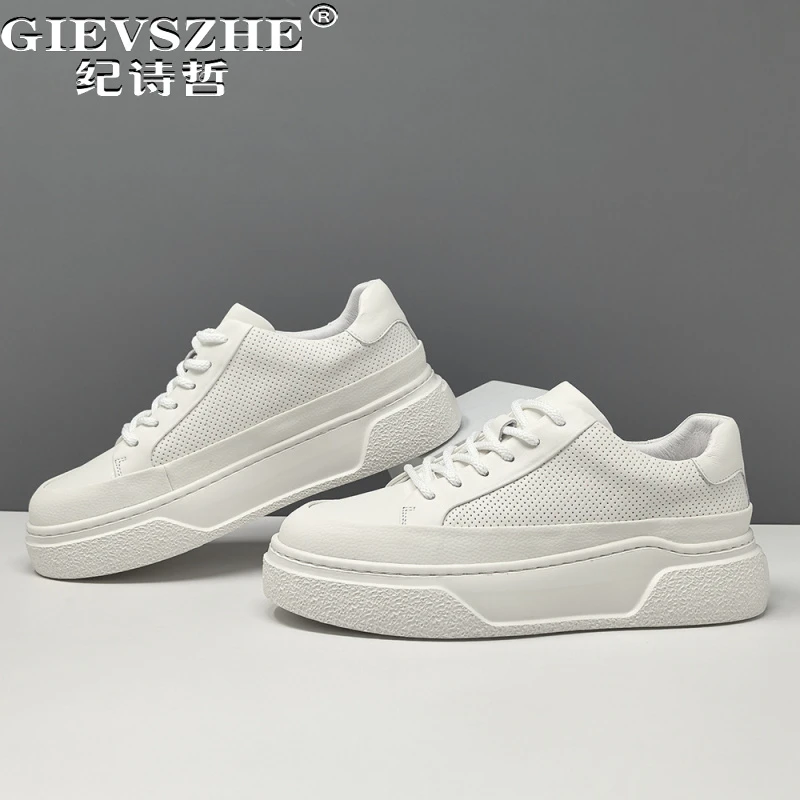 纪诗哲男鞋百搭轻便透气小白鞋厚底时尚运动鞋子男款舒适潮流板鞋