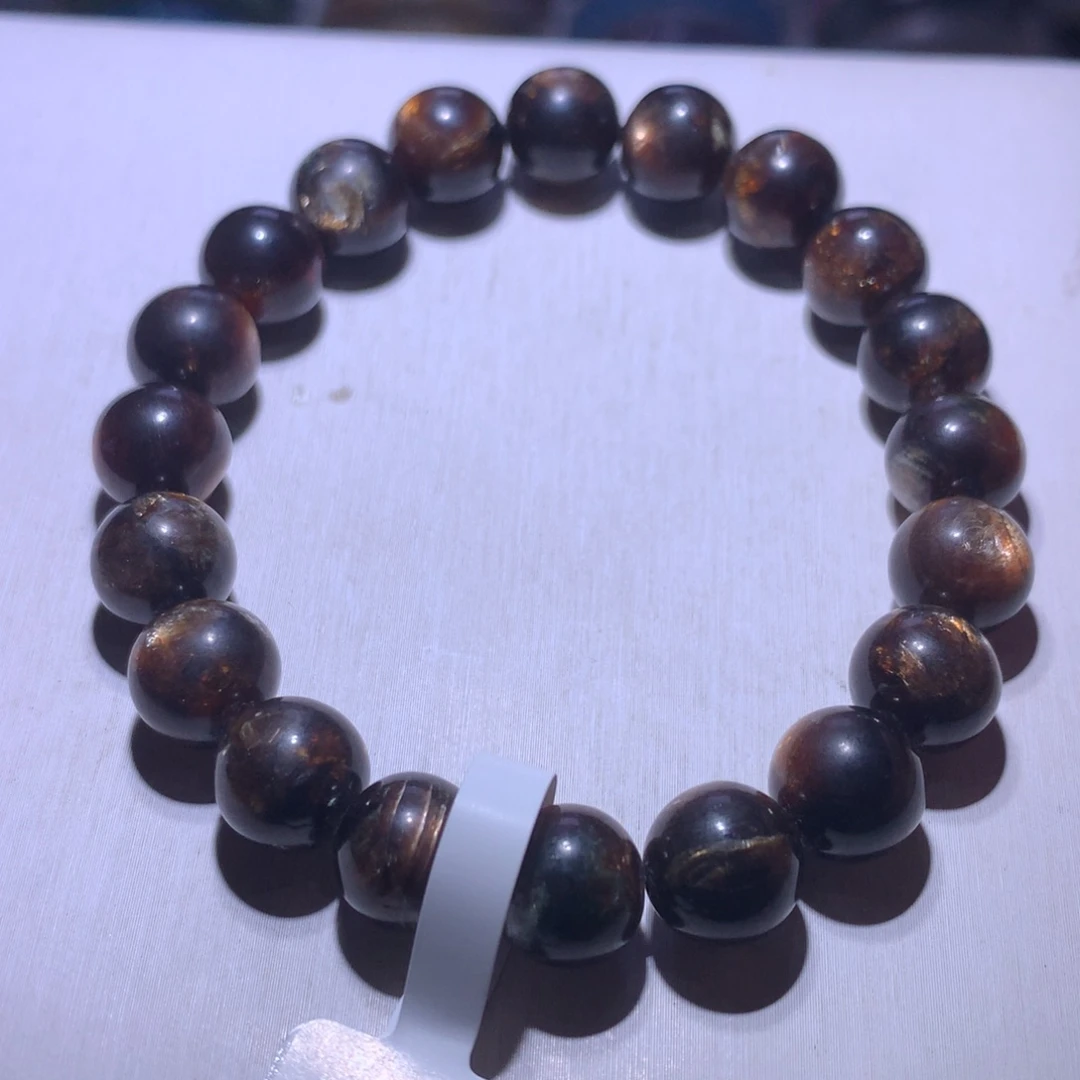 手串银S925镶嵌水晶黑金云母10.3m