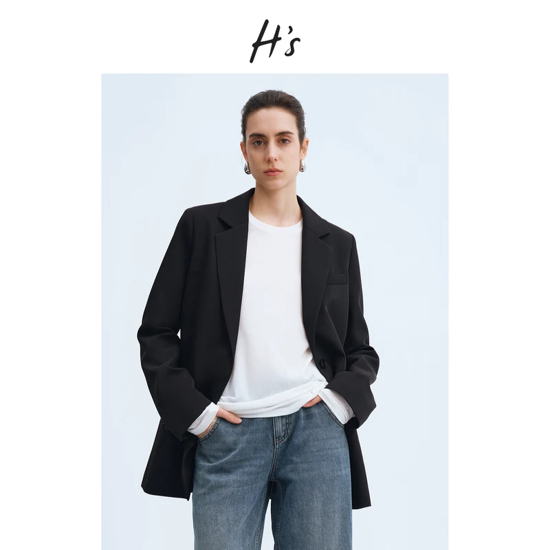 HS通勤西装2025年春季新款经典廓形气质简约舒适女士外套