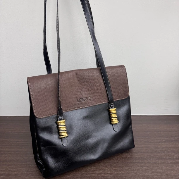 95新 LOEWE/罗意威 觅时/金棕蛇骨托特包/114056