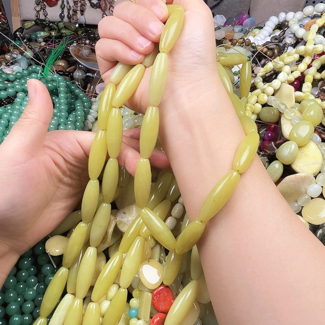 玛瑙/玉髓未镶嵌珠宝半成品柠檬玉管珠