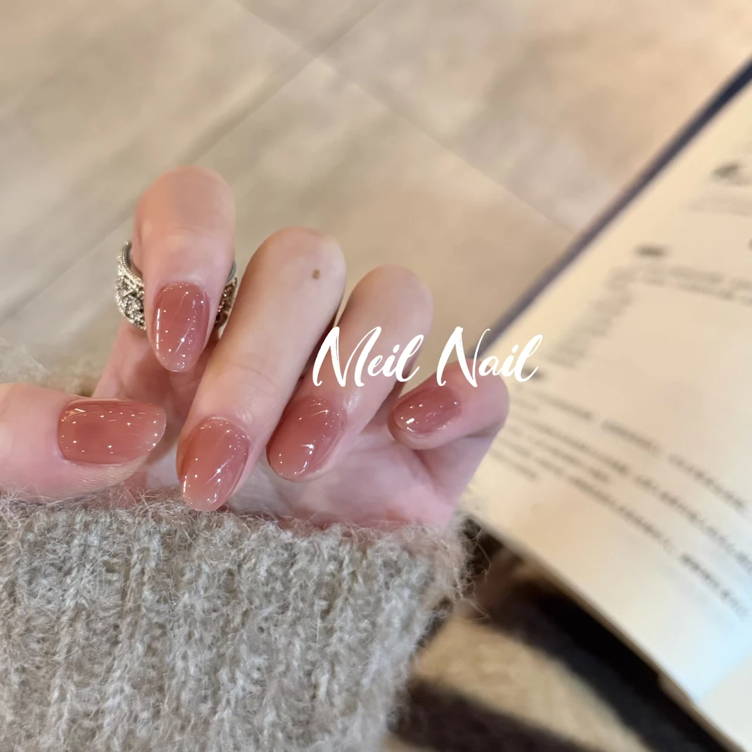 Meil Nail 水感美肌 渐变裸色显白短中款手工穿戴甲日常百搭美甲
