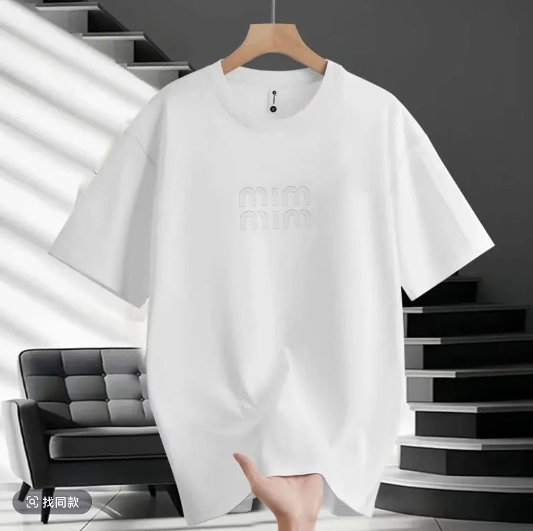 立体钢印浮雕潮流纯棉百搭情侣夏季宽松透气圆领--钢印MIM
