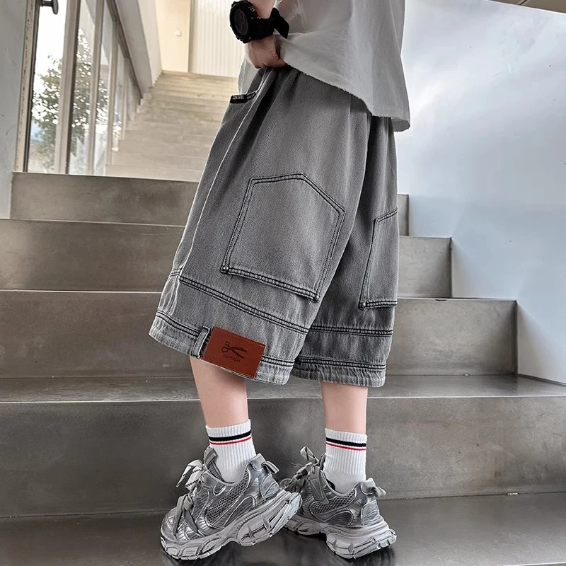 韩版潮流短裤男童夏季五分裤2025新款中大童夏款百搭直筒工装中裤