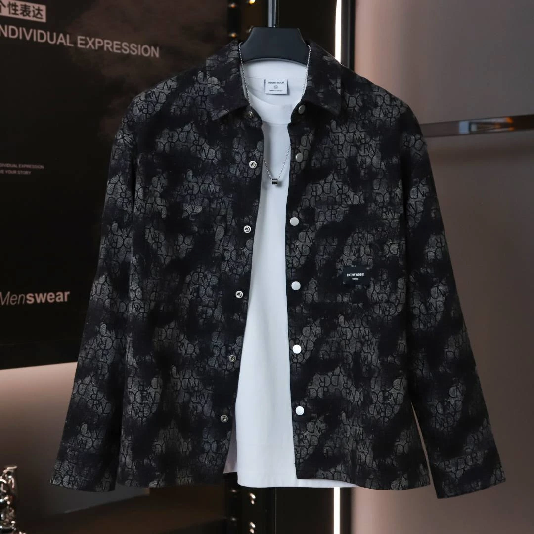 原创设计复古潮流衬衫时尚韩版休闲百搭宽松帅气翻领牛仔衬衫外套