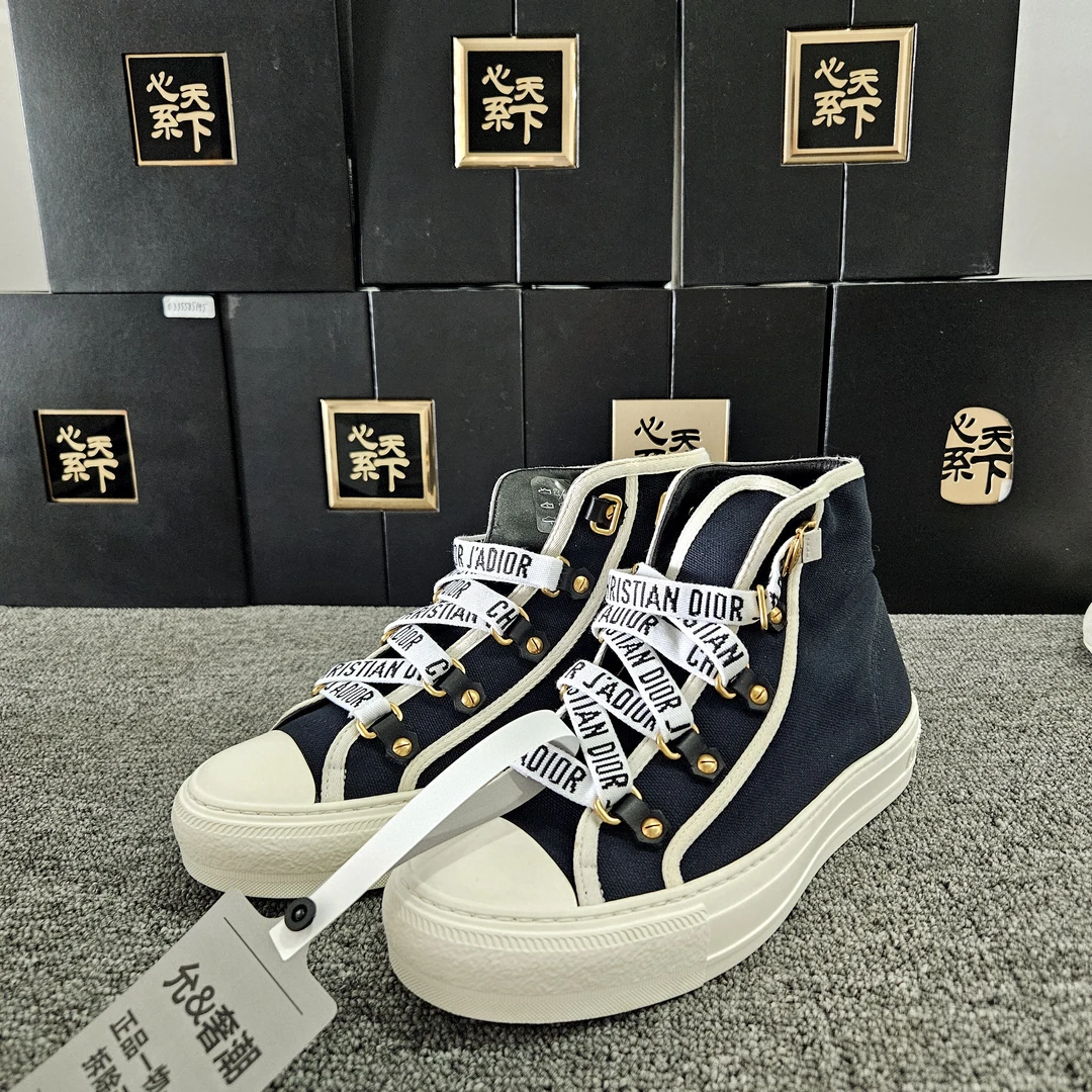 95新 DIOR/迪奥 绑带时尚高帮运动鞋帆布板鞋38码ysc0832