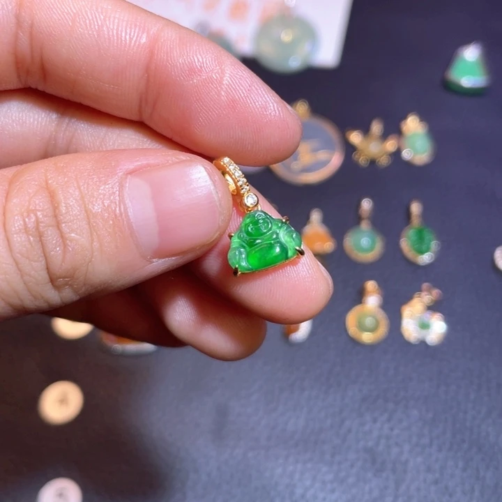 翡翠银S925镶嵌吊坠(不含链)天然翡翠