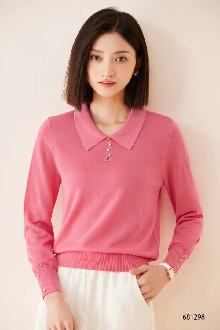 【于姐】1298女士翻领天丝小衫