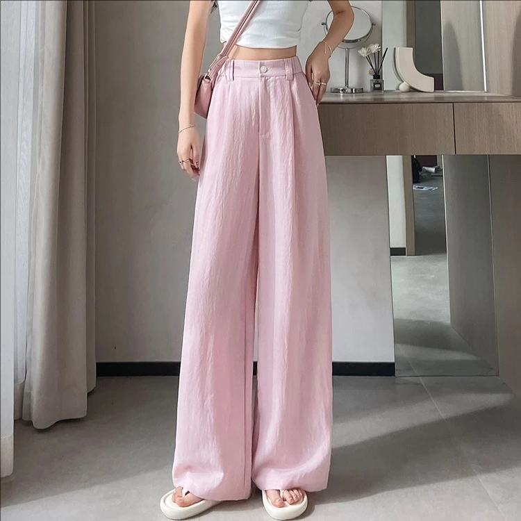 2025夏季新款遮胯显瘦百搭气质阔腿裤高腰直筒休闲棉麻西装直筒裤