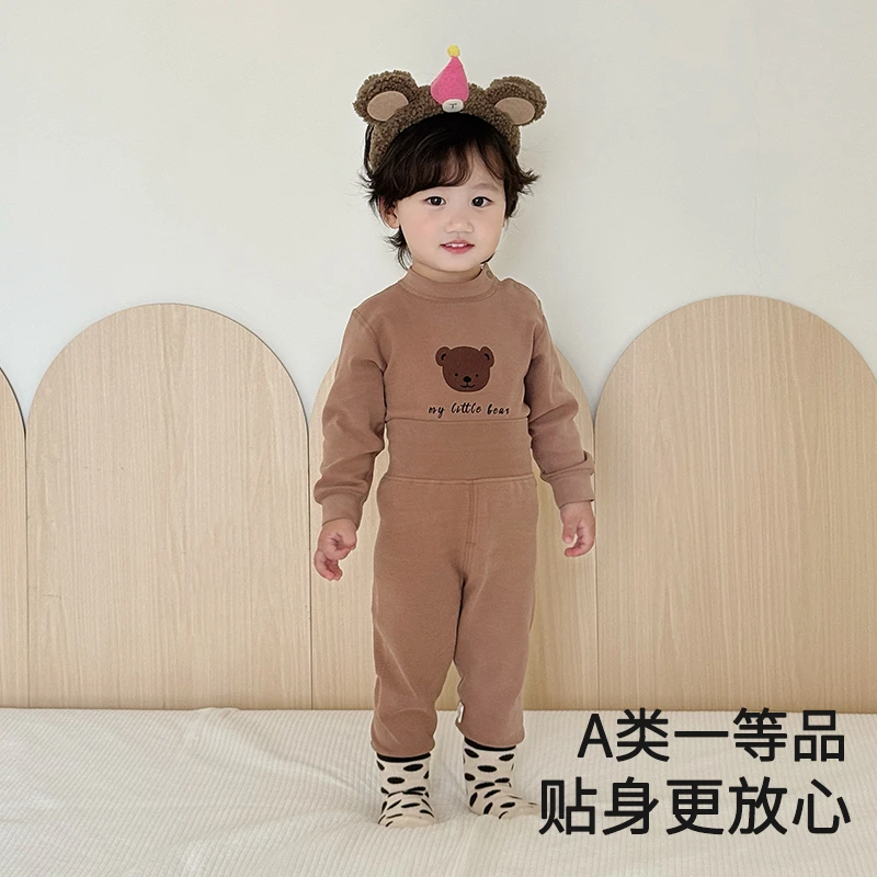 儿童秋冬无骨内衣套装宝宝舒绒纯棉秋衣秋裤男童女童家居服衣服