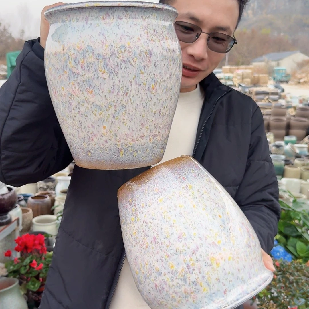 紫砂花盆口19.5高22.5（两个紫气