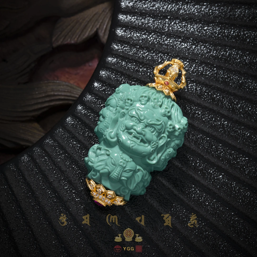 员格格【孤品】18K金/绿松大黑吊坠/GPPLCF73