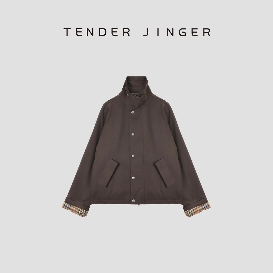 Tender Jinger｜线下专供 翻领廓形格子外套T54WM50187
