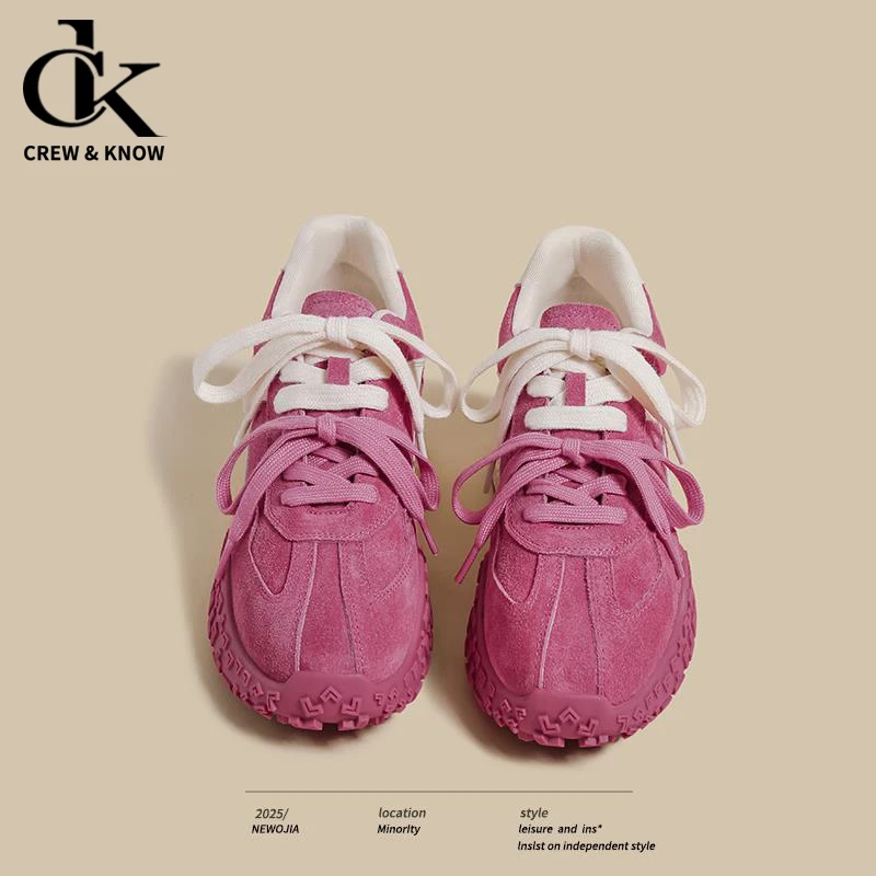 【官方正品】小众百搭2025内增高7cm复古厚底德训鞋女阿甘鞋休闲鞋