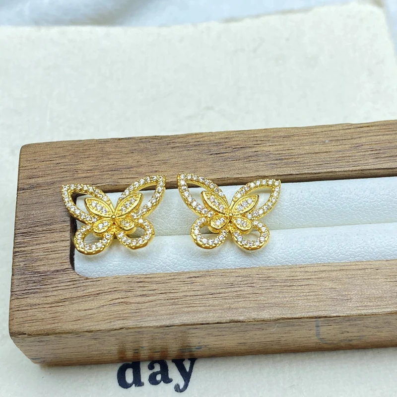 耳饰 K0797黄色双蝴蝶耳钉多样性发货47293