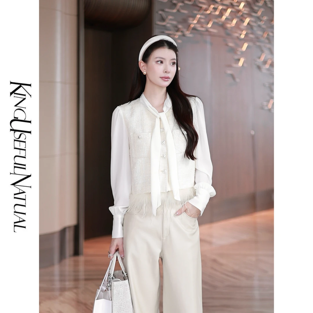 KUN【赫尔曼之约】层次感up 下摆可脱卸鸵鸟毛小香风假两件马甲