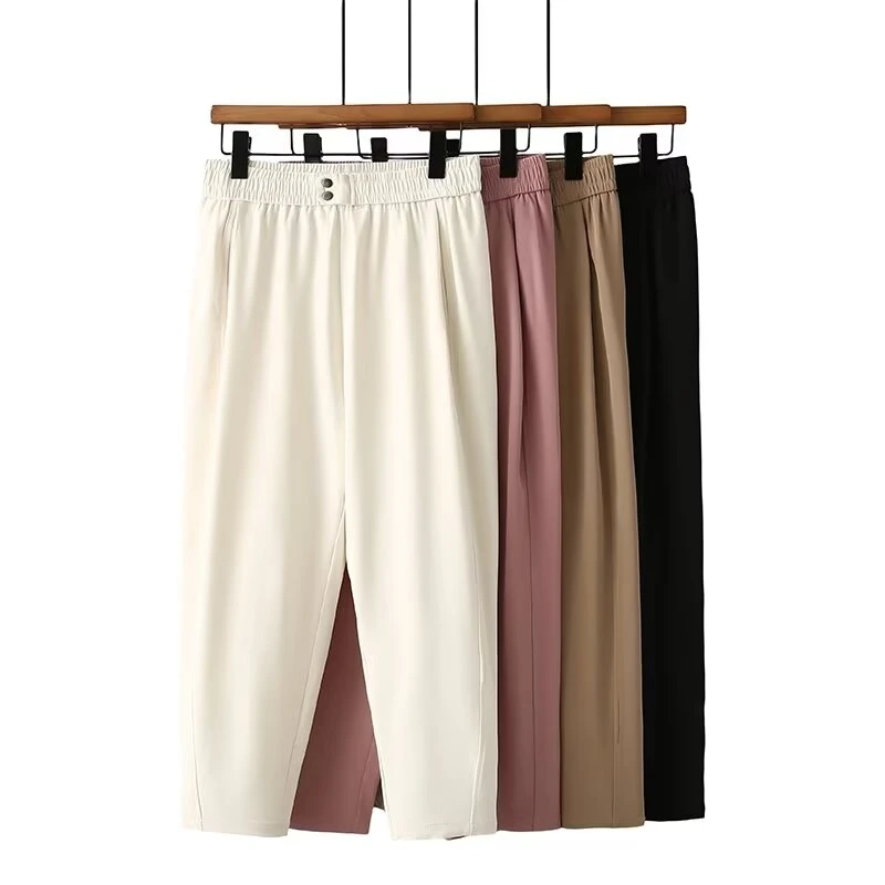 大码松紧腰遮跨新款胖mm松紧腰九分显瘦宽松宽松哈伦裤8-8612