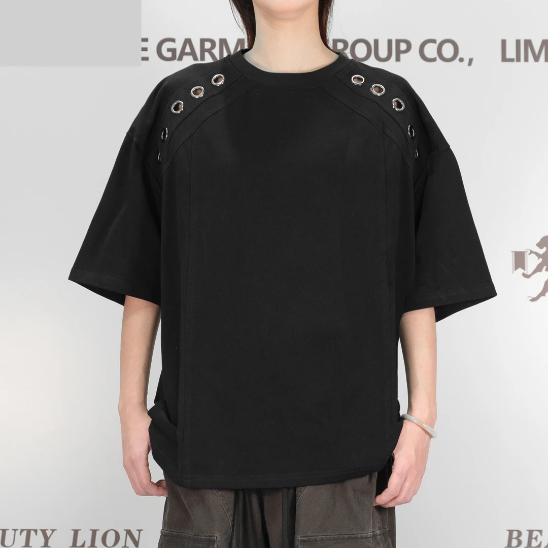 2025H·K美狮潮牌时尚拼接金属设计感休闲卫衣