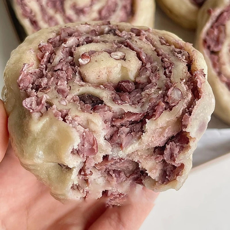 山药牛奶红豆卷早餐蒸的速食千层馒头手工半成品包子速食老面山东