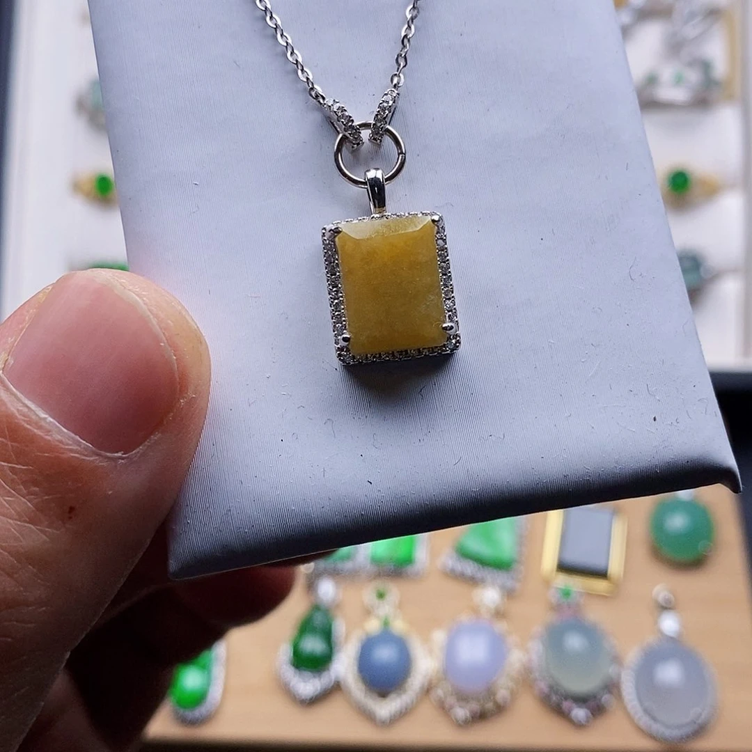 颈饰银S925镶嵌翡翠w w