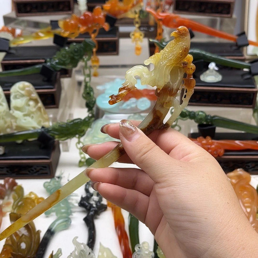 蛇纹石玉岫玉发簪未镶嵌